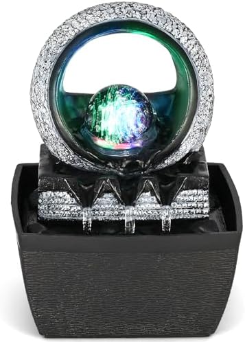 Hebafri Tabletop Water Fountain with LED Light
