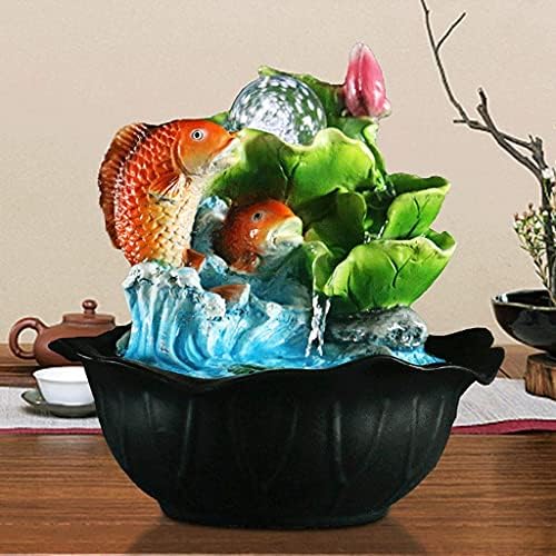 WLALLSS Indoor Water Fountain with Koi Pond and Lights