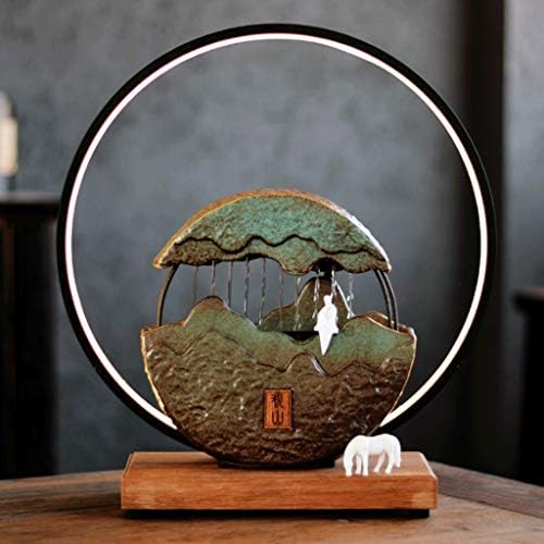 Rockery Landscape Tabletop Fountain Zen Meditation Decor with Submersible Pump for Home and Office