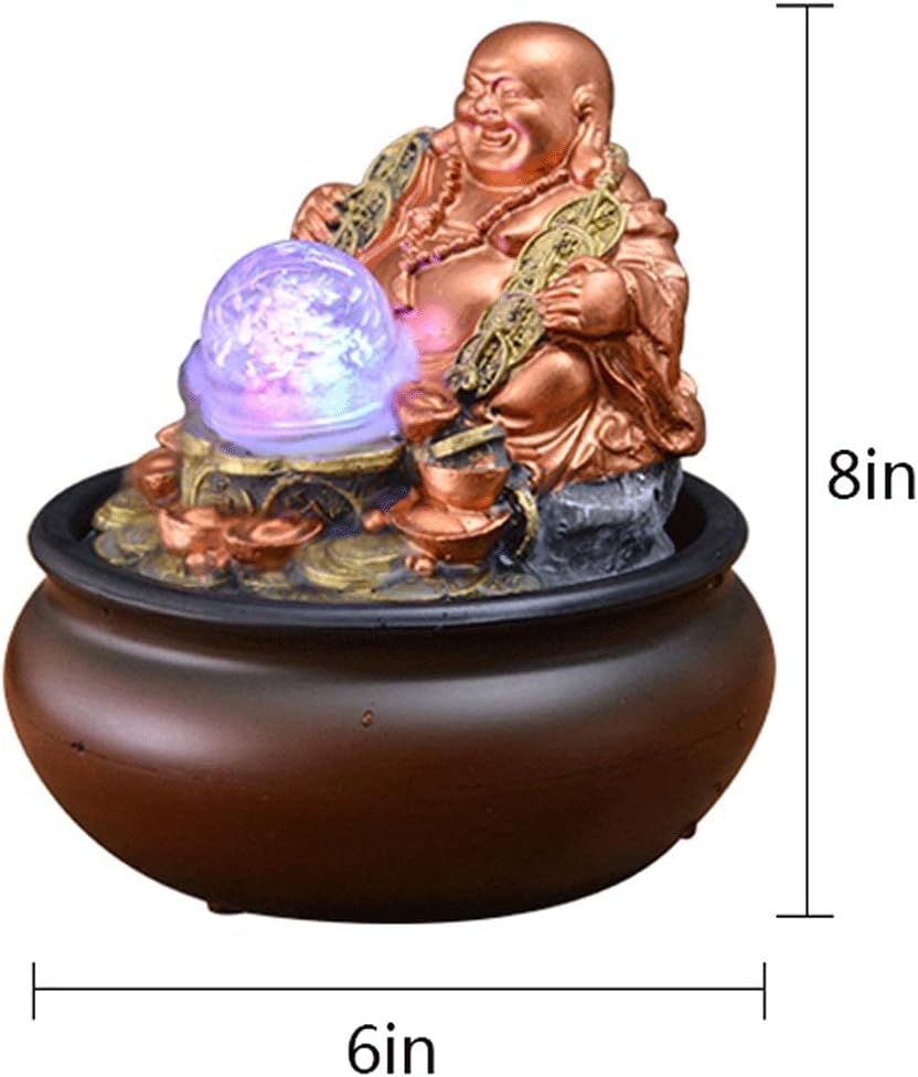 WLALLSS Indoor Tabletop Reclining Buddha Fountain with LED Light