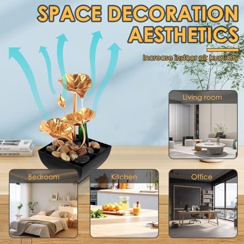 Golden 3-Leaf Lotus Tabletop Fountain USB Powered