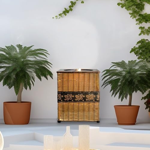 Indoor Rattan Water Fountain with LED Light Yellow