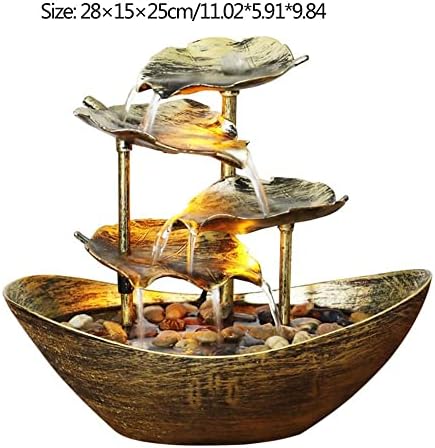 Gold Lotus Leaf Shaped Tabletop Water Fountain Lamp 1