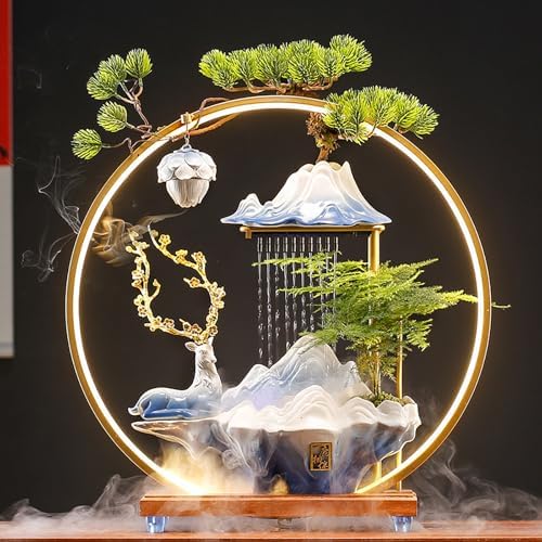 Large Indoor Water Fountain with Mist and LED Light
