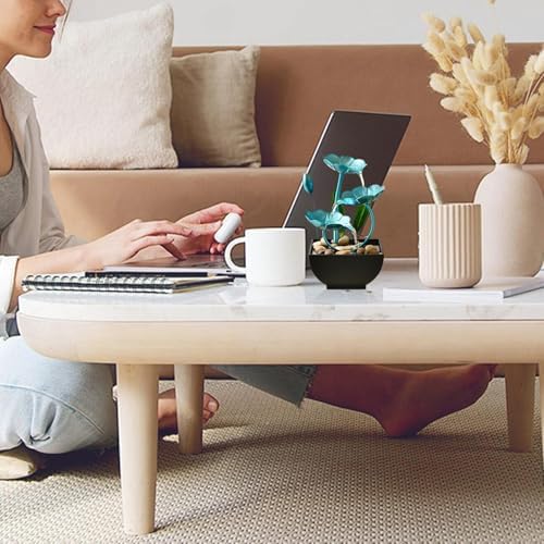 Hperu Tabletop Fountain 5x5x9in USB Powered Indoor Lotus Decor Waterfall Fountain for Office Bedroom Living Room