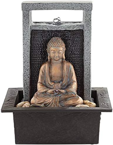 Meditating Buddha 11 Inch High Indoor Decor Tabletop Fountain