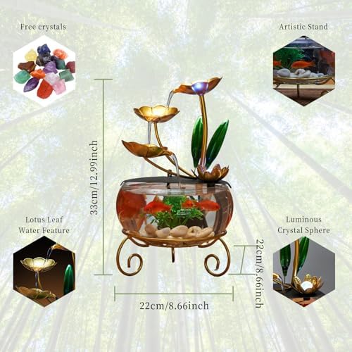 Indoor Tabletop Fountain with 5-Tier Lotus Design and LED Lights