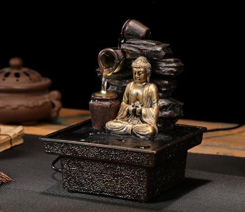 Seyee-bro Tabletop Water Fountain Buddha Statue Humidifier Decor 1
