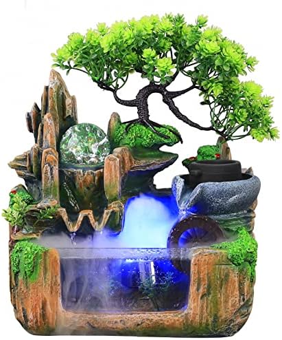 Ageanbri Tabletop Fountain with LED and Automatic Pump