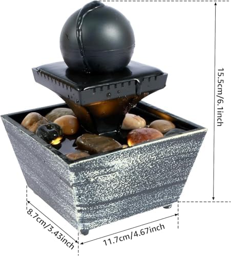 Bocnity Tabletop Ball Fountain with LED Lights for Zen Meditation and Relaxation