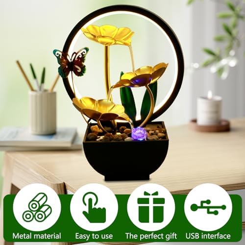 Butterfly Tabletop Water Fountain with USB Power and LED Light