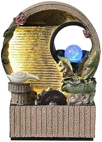 Tabletop Water Fountain with Lights for Home Office Decor