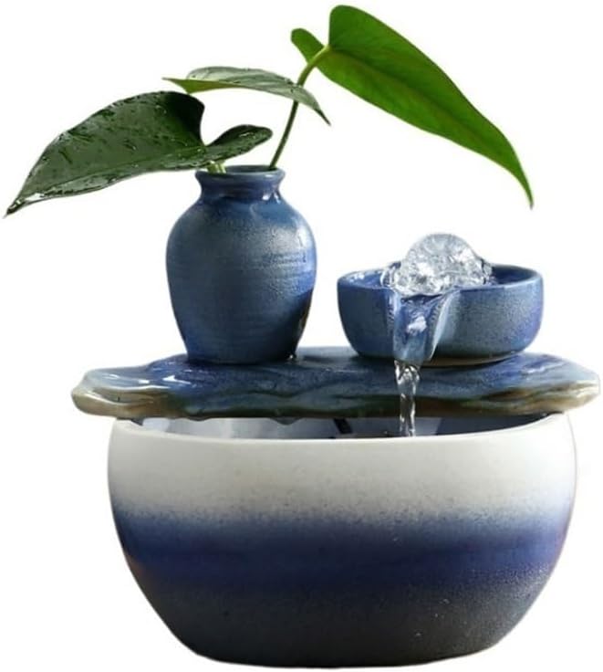 Blue Tabletop Fountain for Home and Office Use