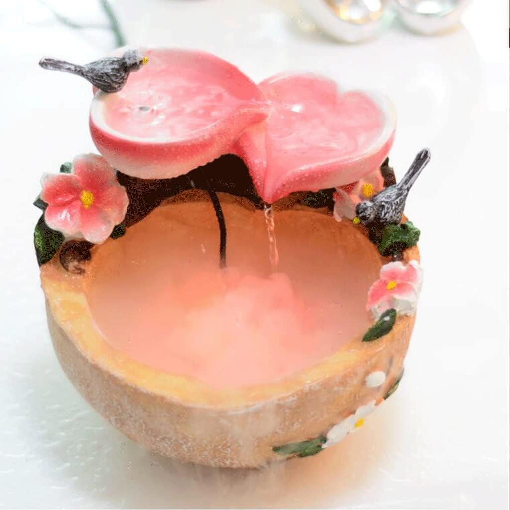 Pink Tabletop Fountain with Bird and Peach Design 1