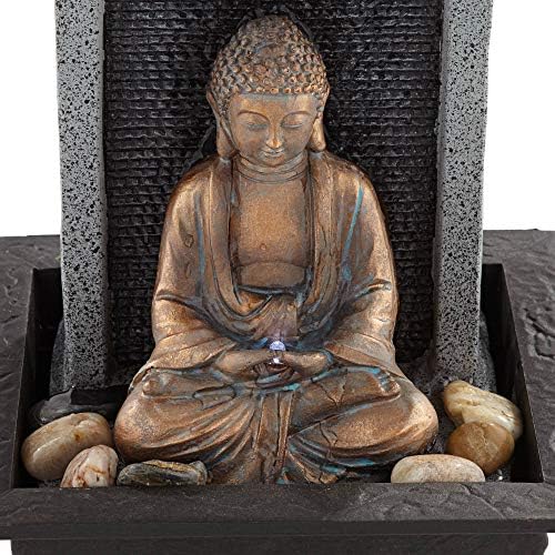 Meditating Buddha 11 Inch High Indoor Decor Tabletop Fountain