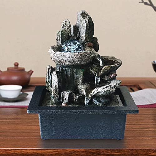 Simple Lucky Tabletop Water Fountain with LED Rolling Ball