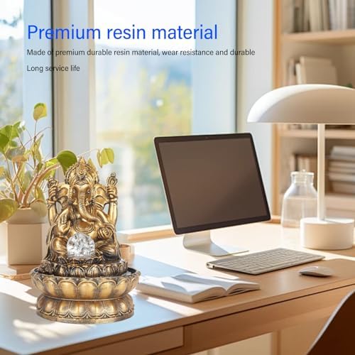 Resin Water Fountain Ganesha Statues Indoor Decorative Relaxing Humidifier with LED Light