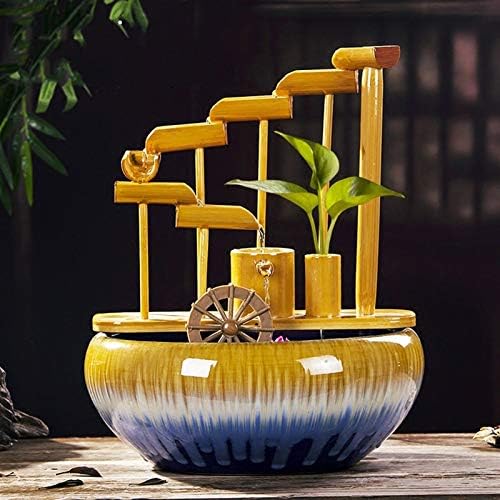 Elegant Indoor Bamboo Fountain with Ceramic Base