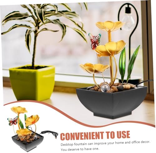 Tabletop Fountain with Lotus Flower Design Solar-Powered Water Feature