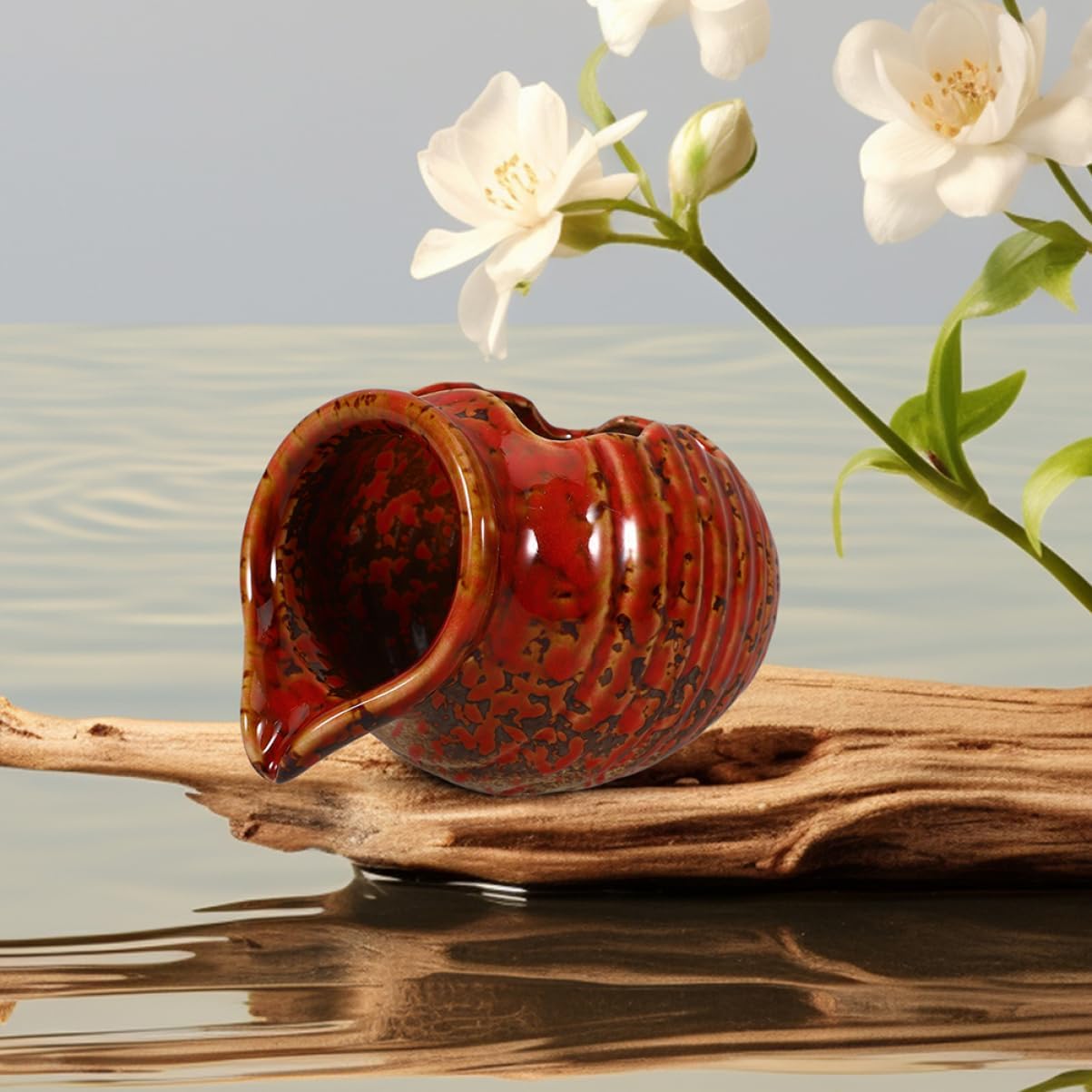 MAGICLULU Ceramic Jar Water Fountain Indoor Outdoor Tabletop Decor