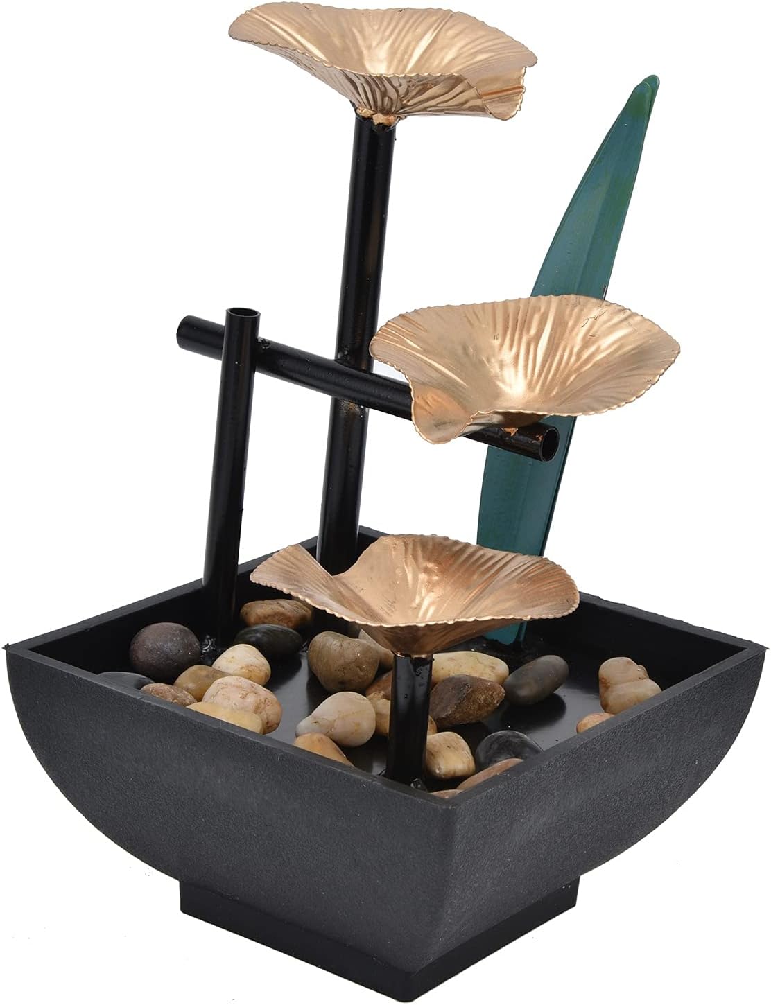 CHICIRIS Indoor Tabletop Fountain with 3-Tier Waterfall and Lighting Feature for Home Office Decor