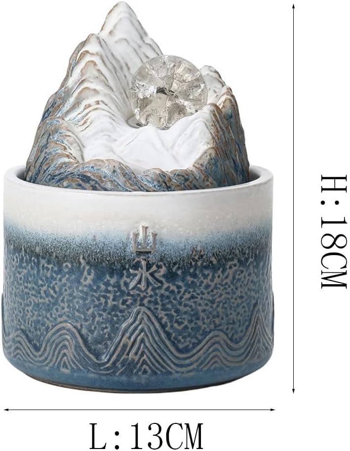 Blue Indoor Tabletop Fountain Ceramic Mini Decoration