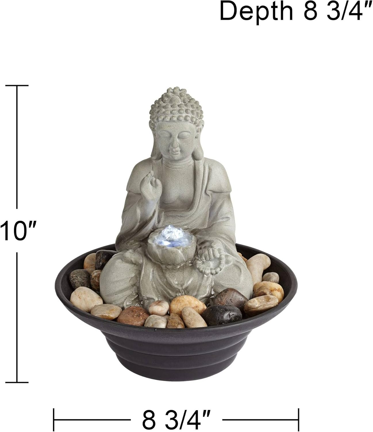 John Timberland Sitting Buddha 10 Inch Tabletop Fountain with LED Light