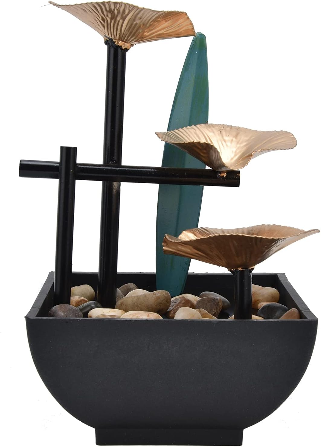 CHICIRIS Indoor Tabletop Fountain with 3-Tier Waterfall and Lighting Feature for Home Office Decor