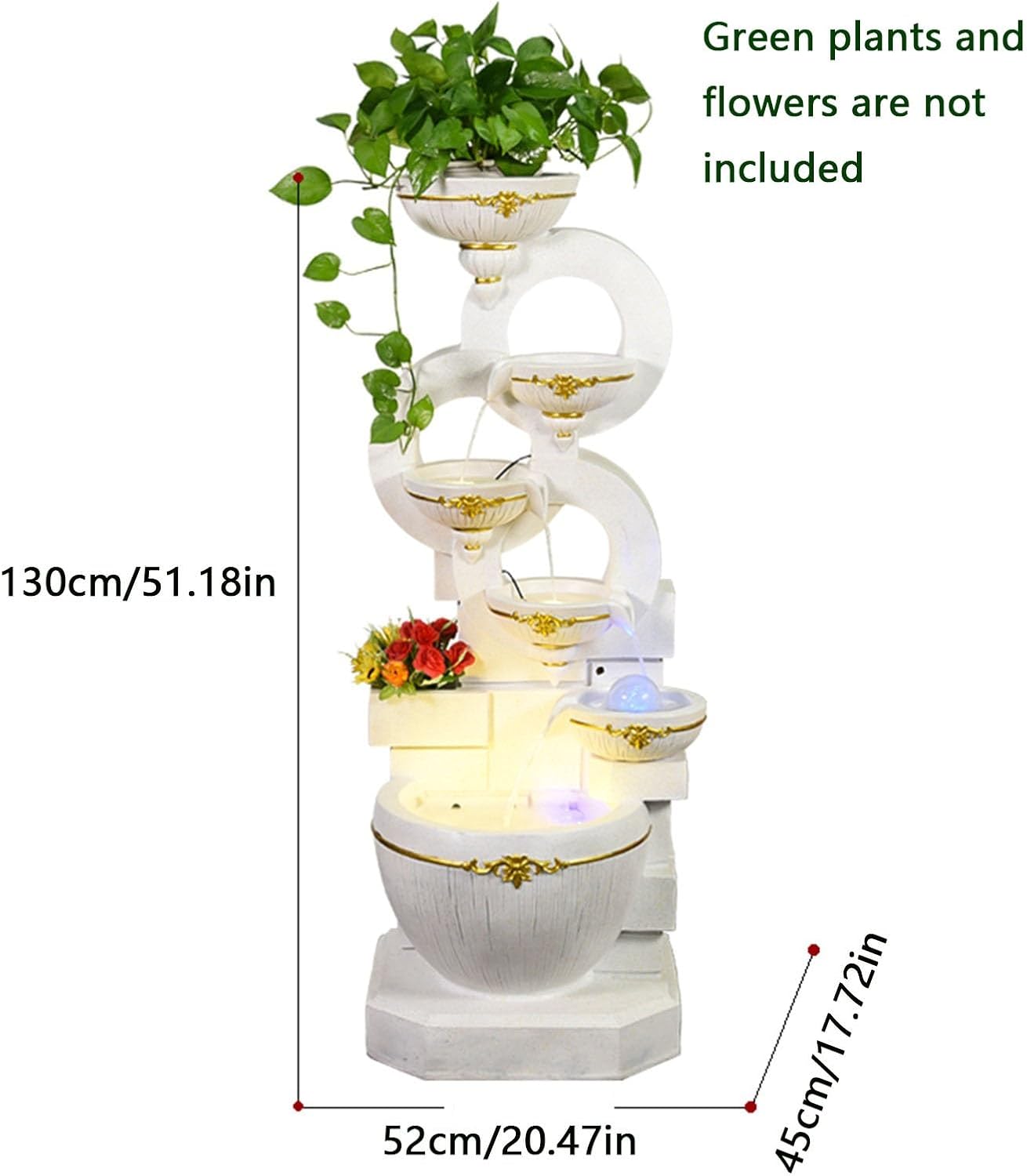 Outdoor Garden Water Fountain - 5118inch Decorative Resin Fountain for Home and Garden