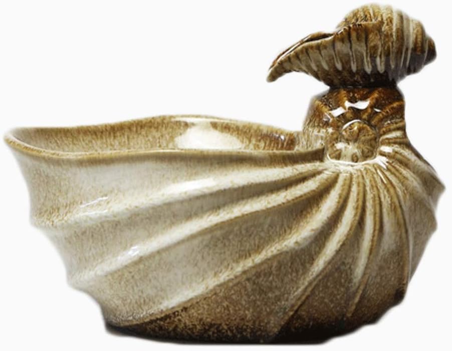 Indoor Tabletop Fountain with Conch Ceramic Decor and Submersible Pump