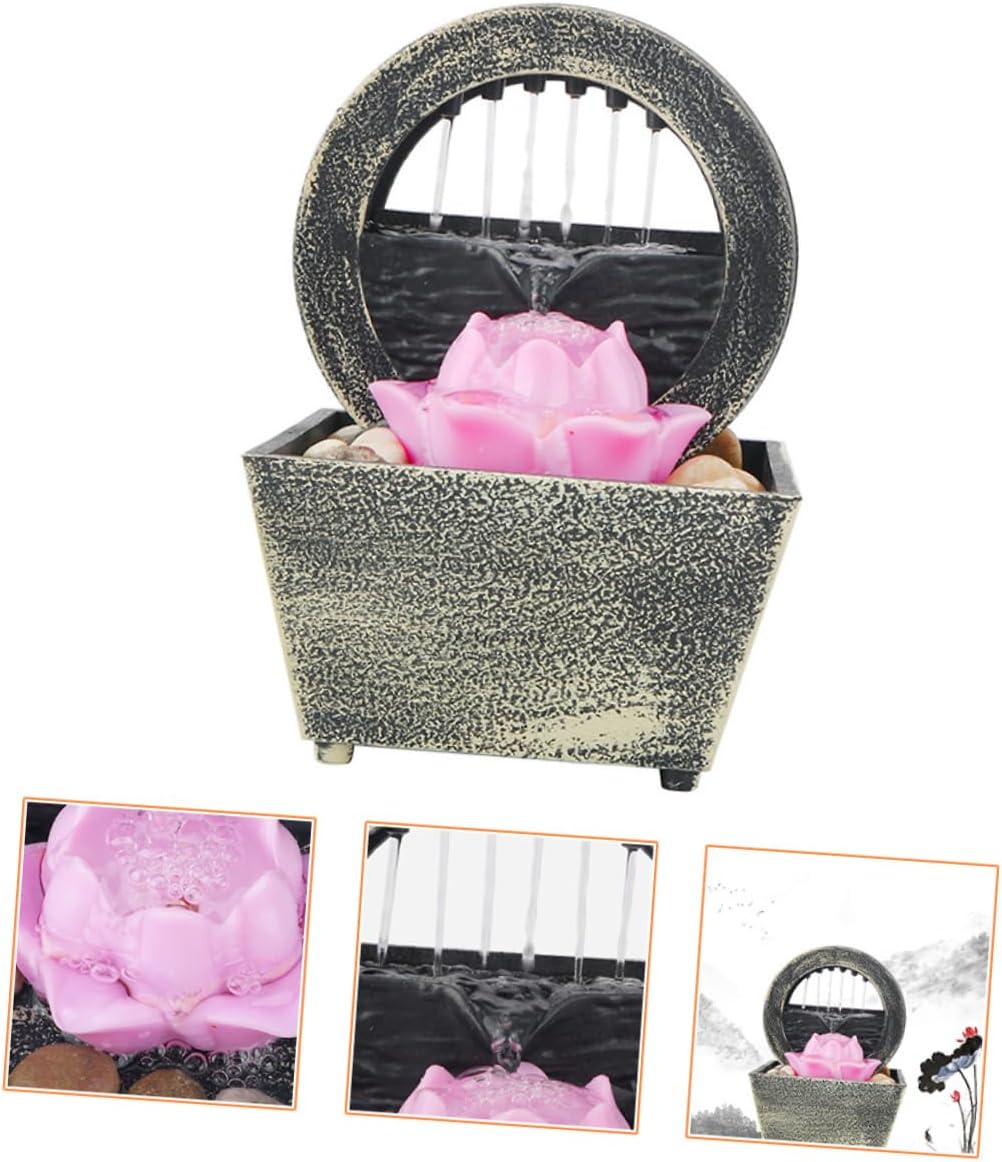 EXQUIMEUBLE Tabletop Fountain Waterfall Indoor Decor Battery-Powered Realistic Design Home Office Accessory