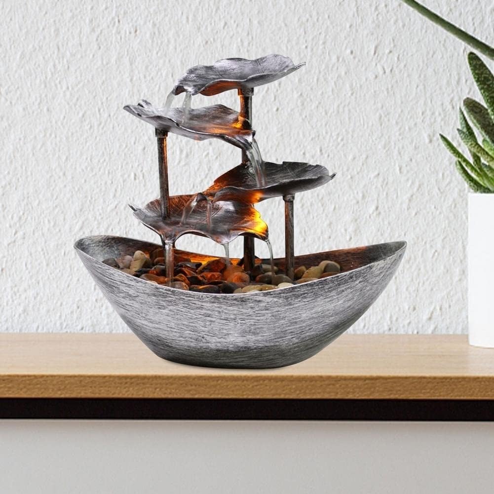 HIHELO Indoor Waterfall Fountain with Lights