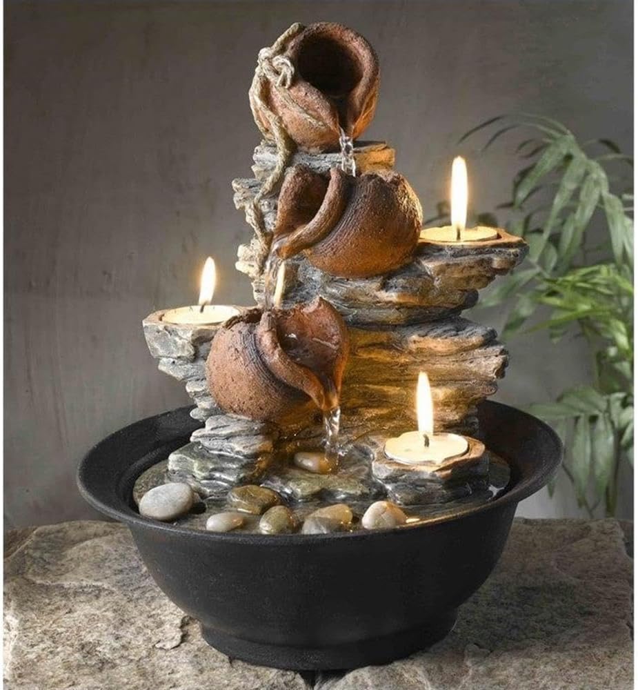 Jeco Mini Pot Tabletop Fountain with Candle