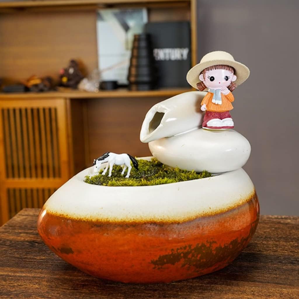 TENGJU Tabletop Fountain with Ceramic Design