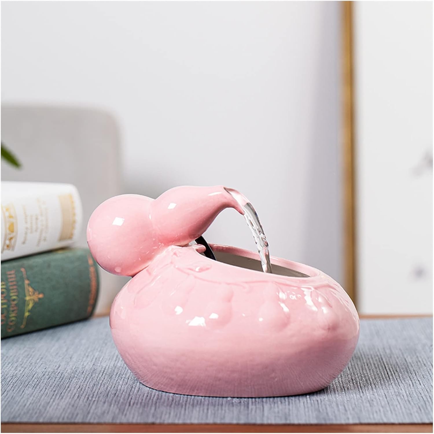 Mini Ceramic Desktop Fountain with Zen Flow Pink