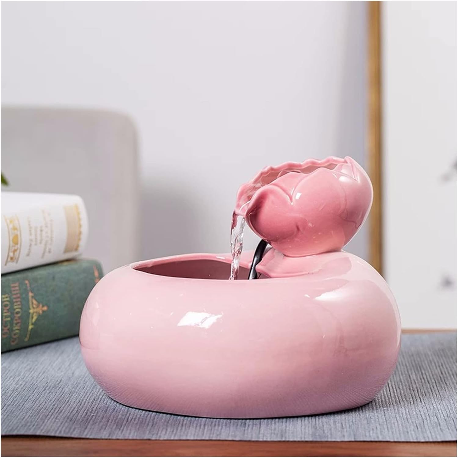 BONAD Tabletop Waterfall Ceramic Fountain for Home Decor