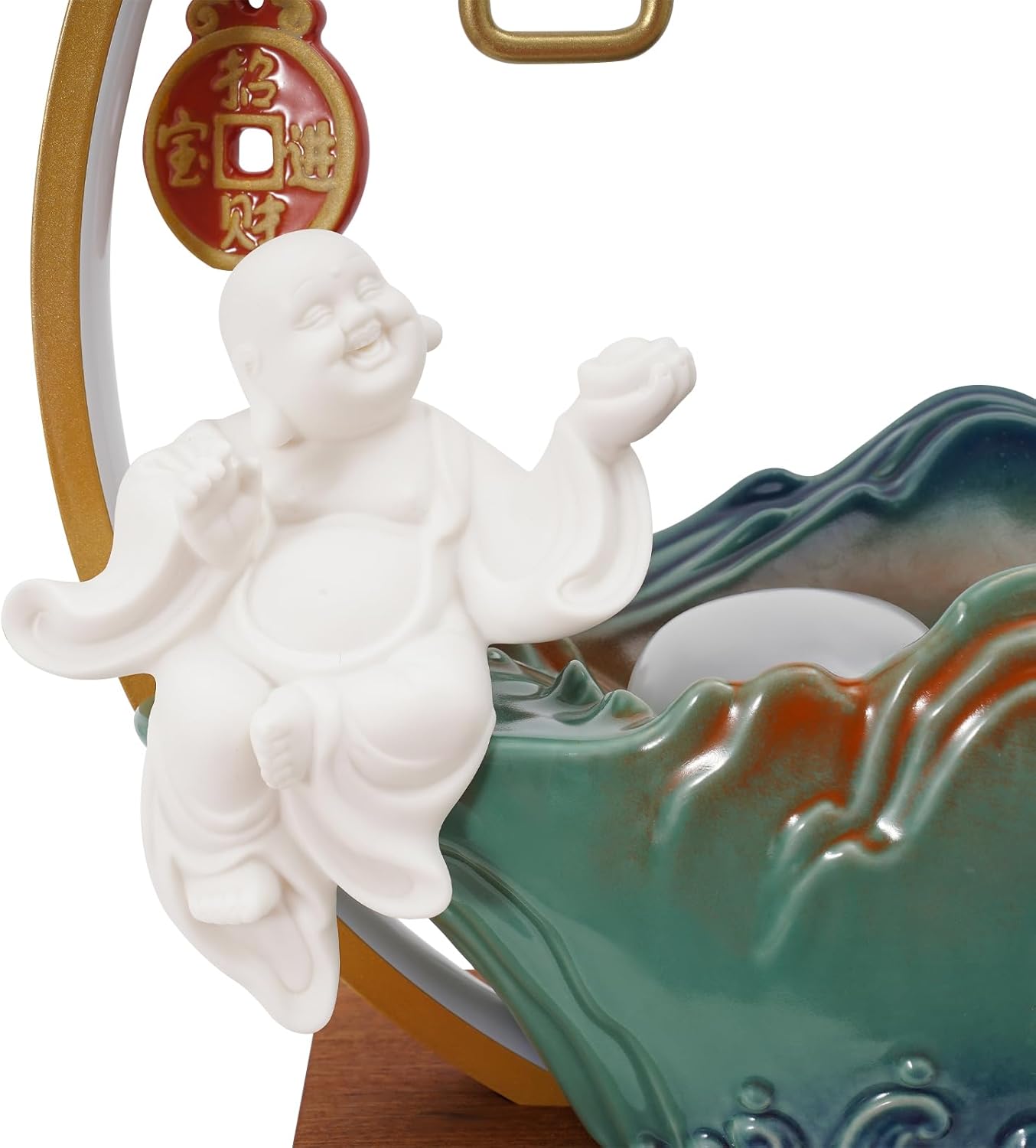 Chinese Style Landscape Deer Tabletop Water Fountain with LED Light and Mist
