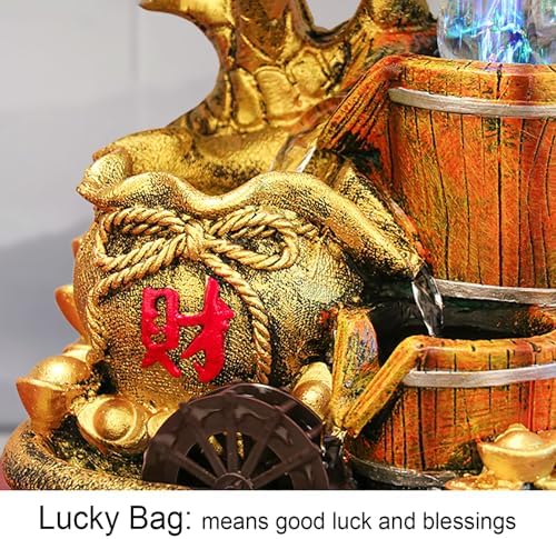 Feng Shui Water Fountain Decor with Money Tree and Light