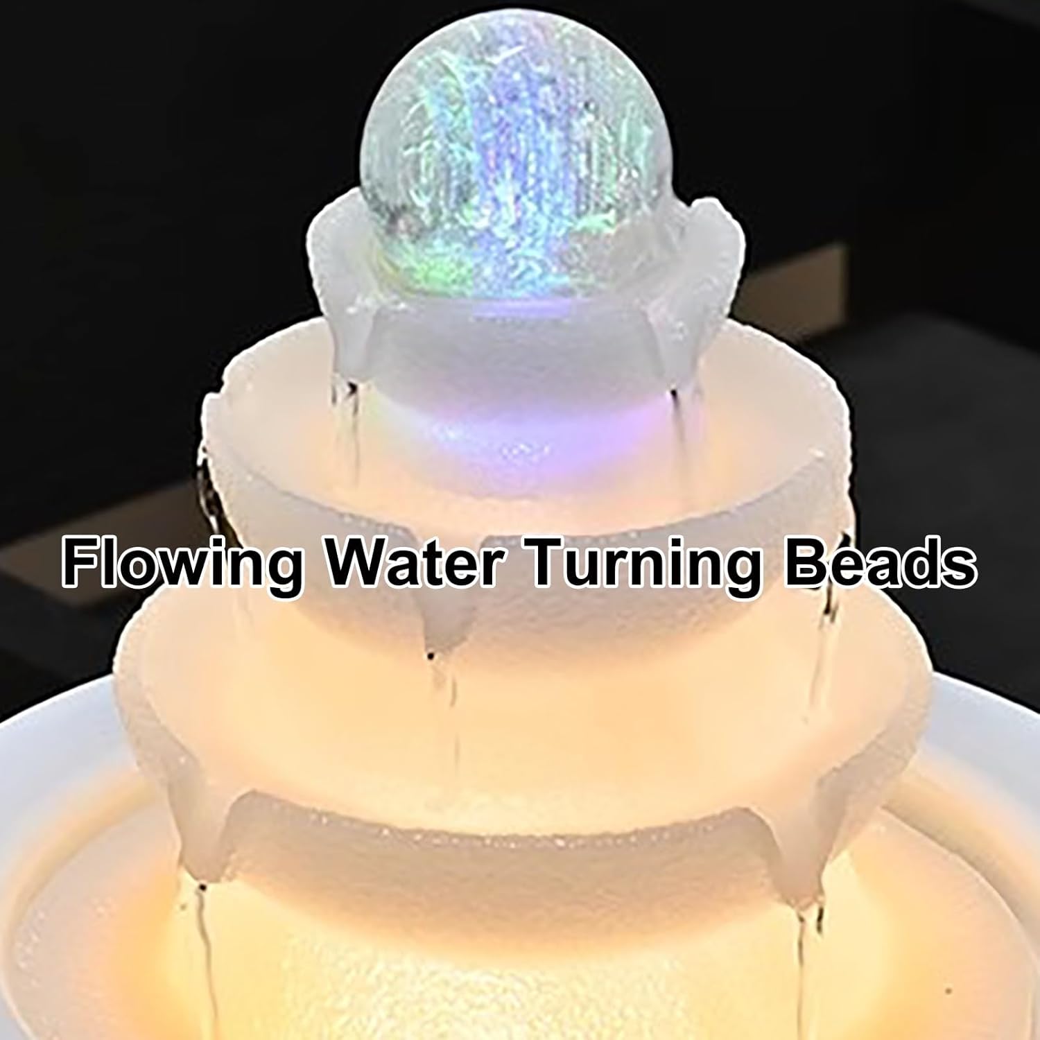 Yellow X-Large Zen Desk Water Fountain with LED Crystal Ball