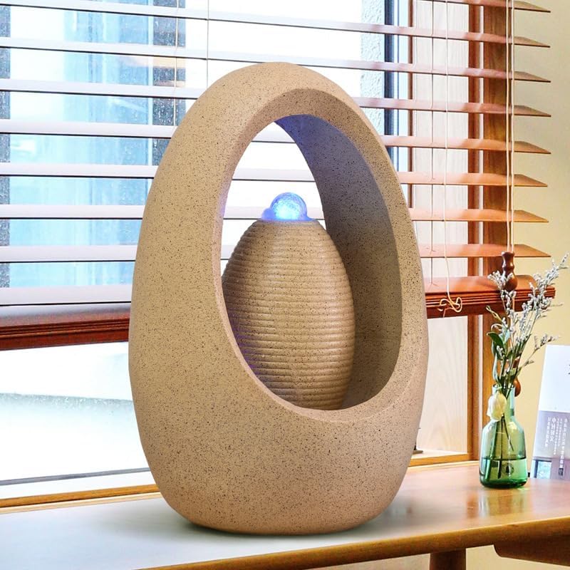 Fengshui Caishen Tabletop Water Fountain for Meditation and Relaxation
