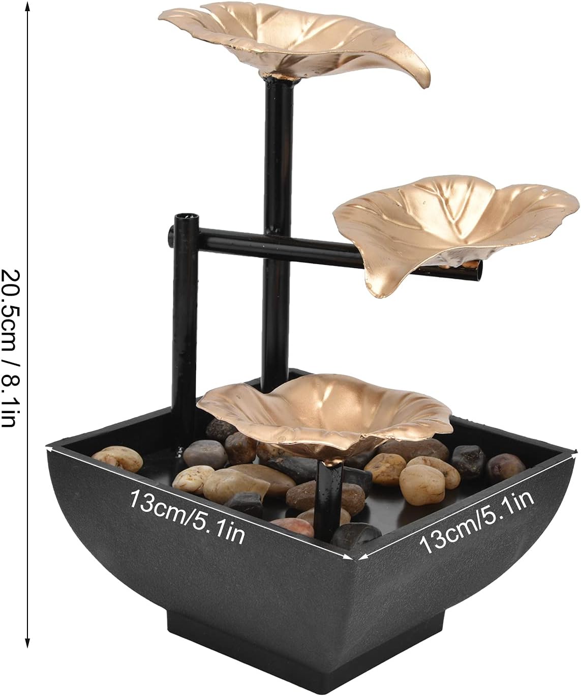 Modern Tabletop Fountain with LED Lights for Home Office Decor