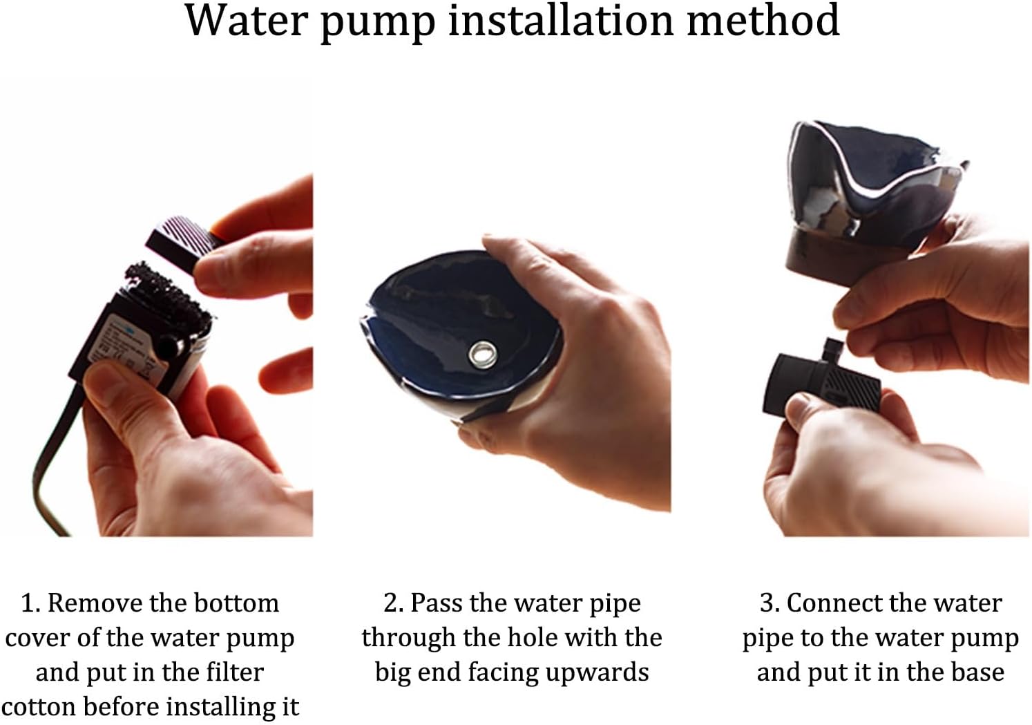 Blue Ceramic Mini Waterfall Fountain Pet Humidifier Desktop Ornament