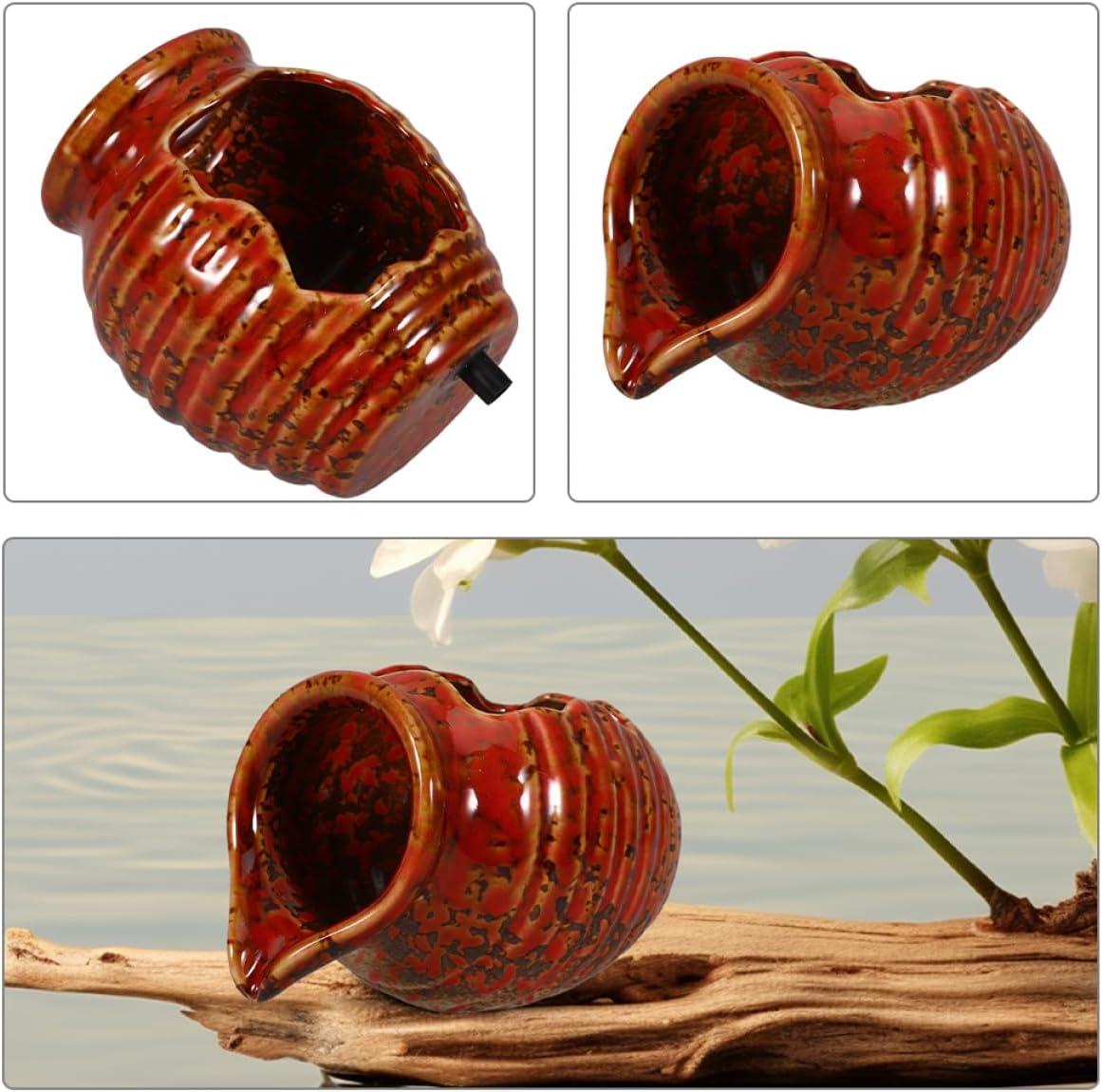 MAGICLULU Ceramic Jar Water Fountain Indoor Outdoor Tabletop Decor