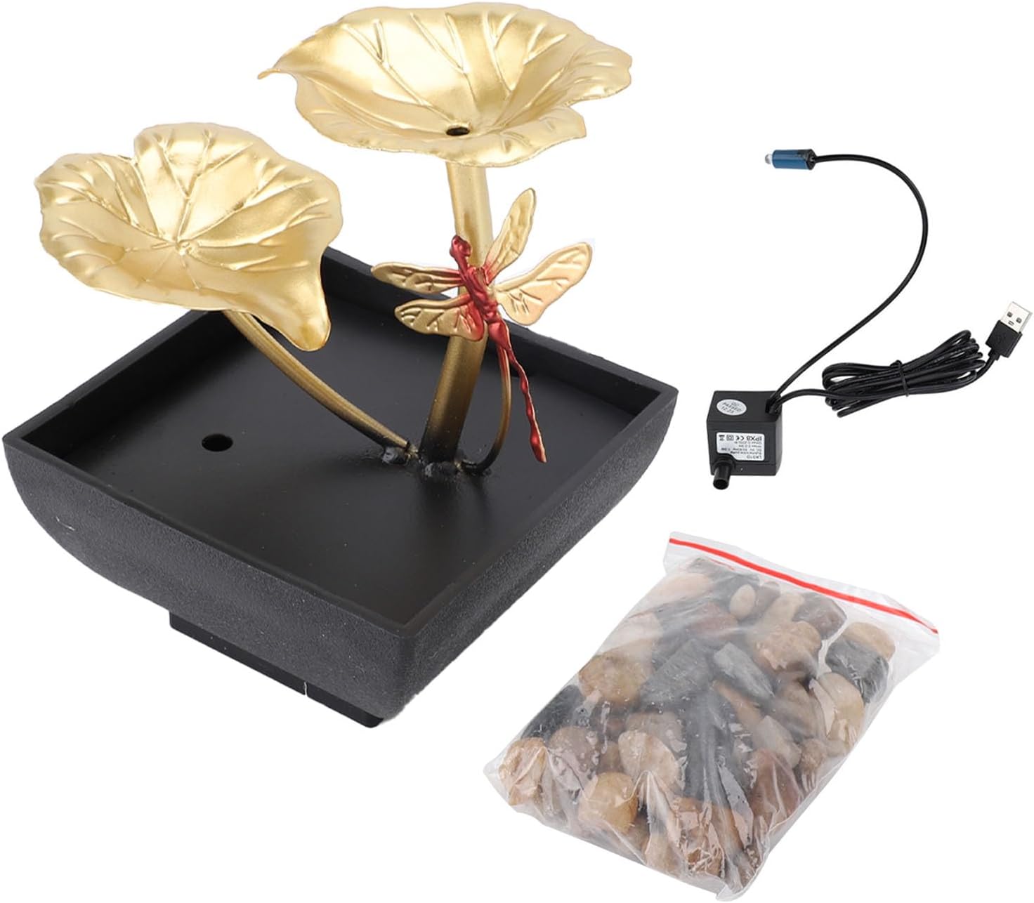 Lotus Leaf Dragonfly Fountain Water Decor