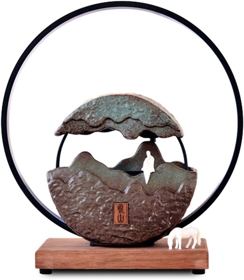 Rockery Landscape Tabletop Fountain Zen Meditation Decor with Submersible Pump for Home and Office