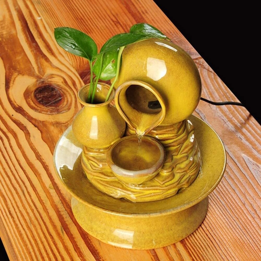 Wind Water Decoration Statue Indoor Fountain with LED Light and Water Pump