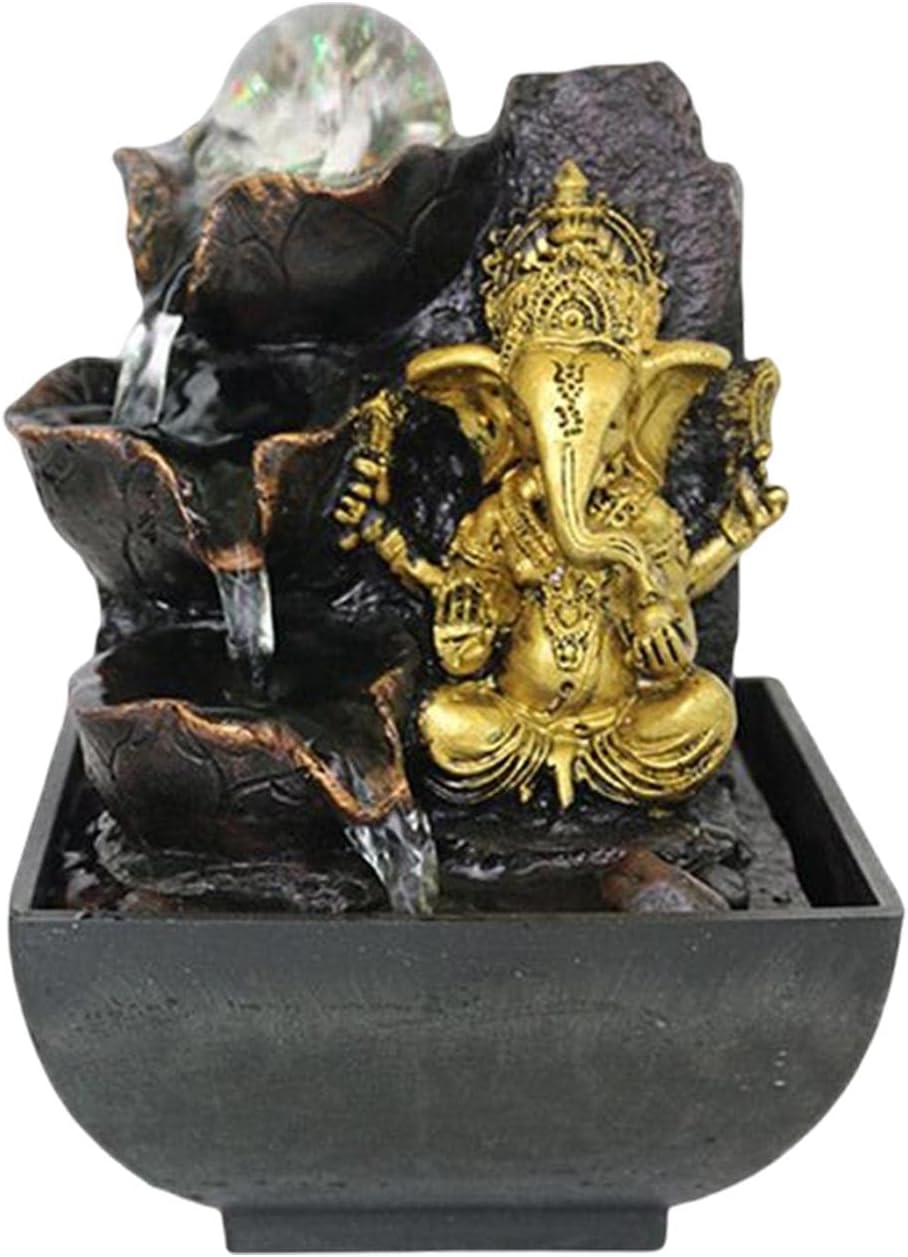 Ganesha Statue Tabletop Fountain for Home Decor