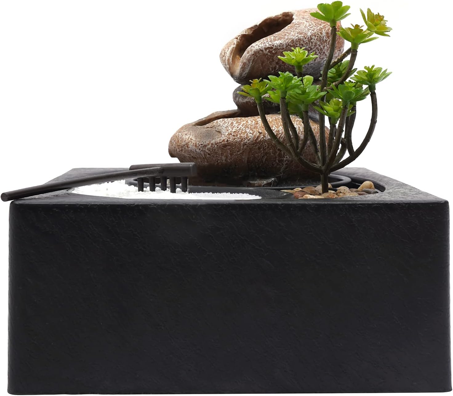 Elegant 11in Tabletop Water Fountain with LED Light and Pump