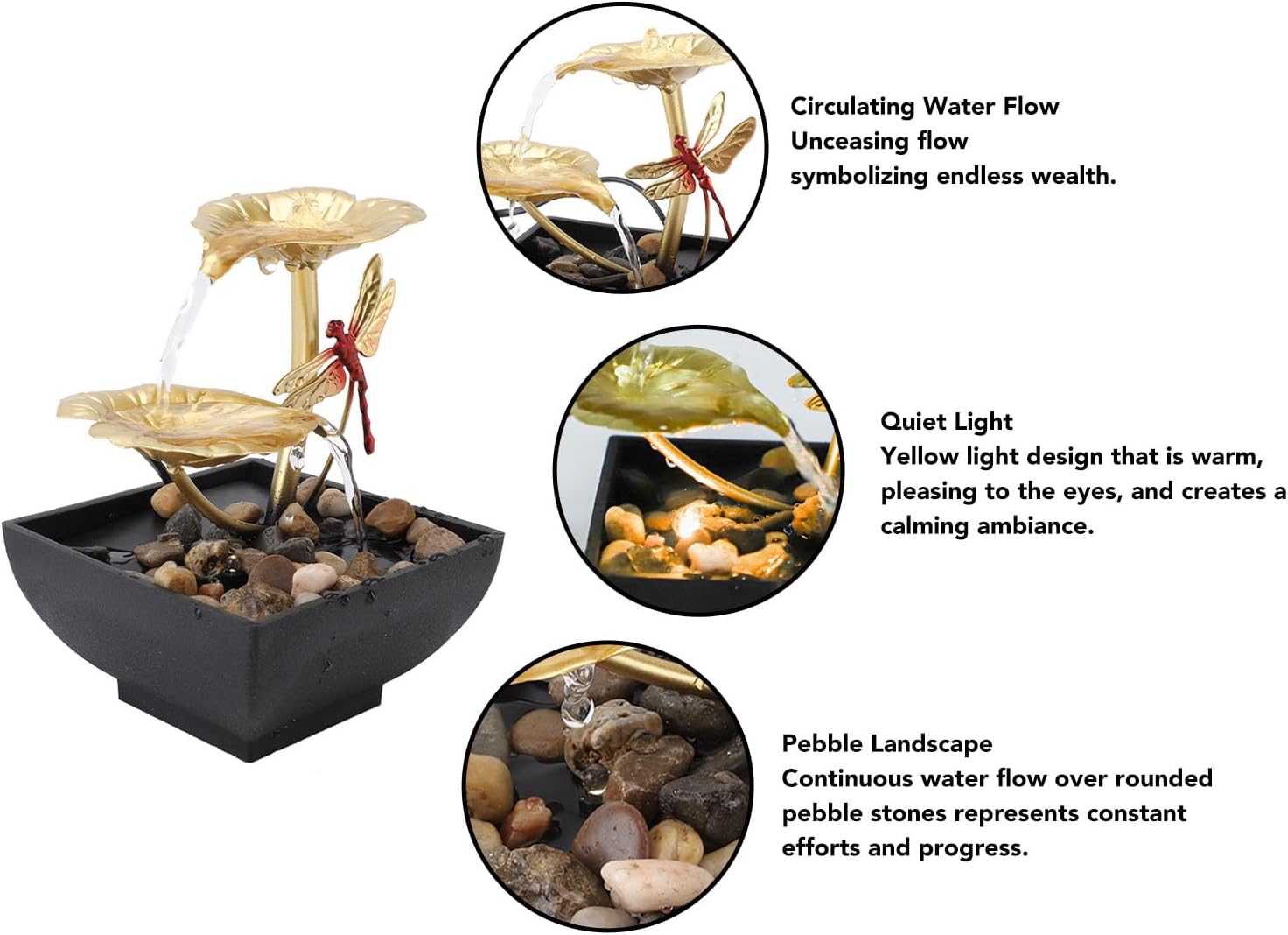 Lotus Leaf Dragonfly Fountain Water Decor