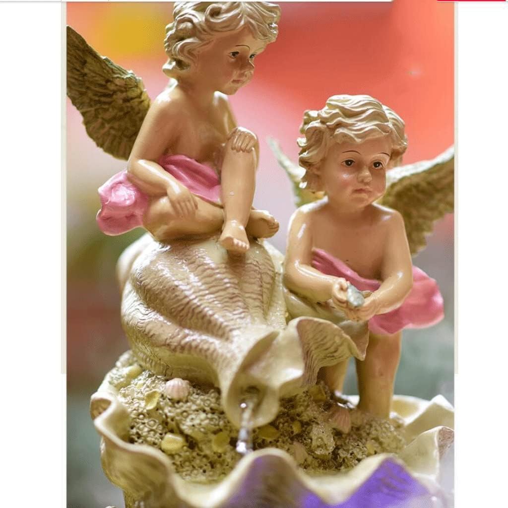 SHQ 2 Angel-Shaped Tabletop Fountains with Shell-Shaped Bases